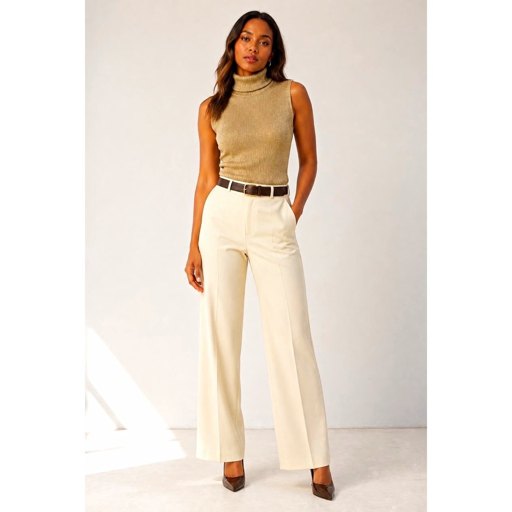 Josephine Chaus 90s Vintage Gold Shimmer Sleeveless Turtleneck Knit Sweater L